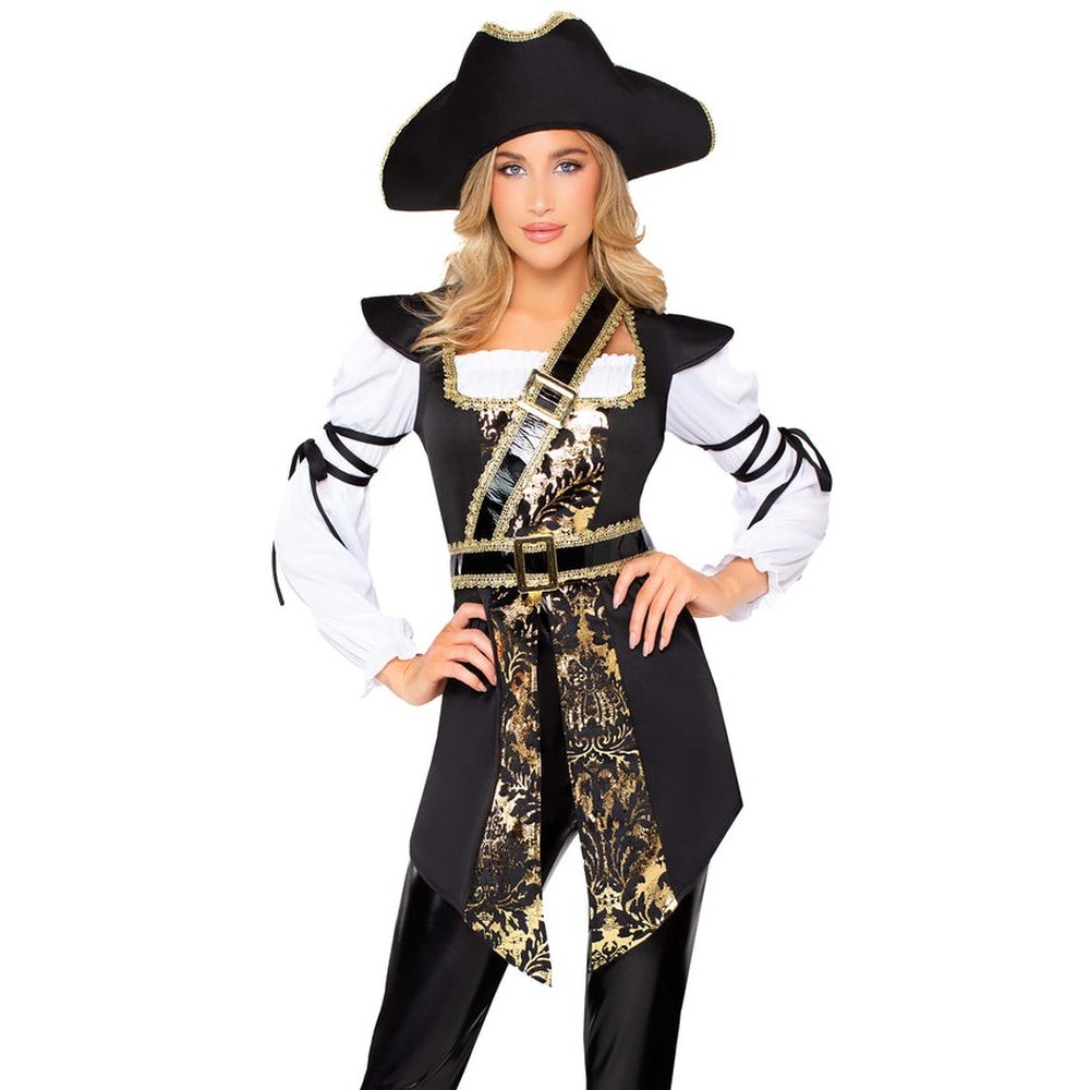 Leg Avenue - Buccaneer Babe Tunic Kostüm - Schwarz/Goldfarben